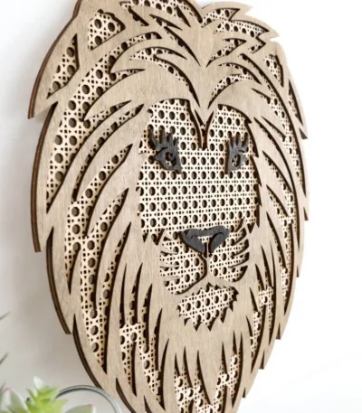 Lion en bois pour décoration intérieure