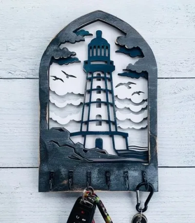 un porte-clés mural 3D en bois phare
