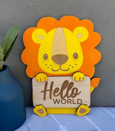 Lion en bois personnalisé