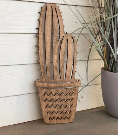 Panneau mural en bois de cactus.