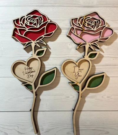 Rose en bois pour la Saint-Valentin