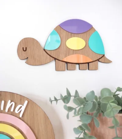 Tortue en bois pour décoration murale
