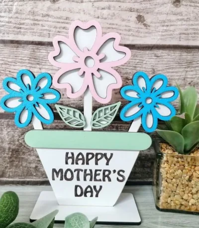 Pot de fleurs en bois 3D personnalisé pour décoration