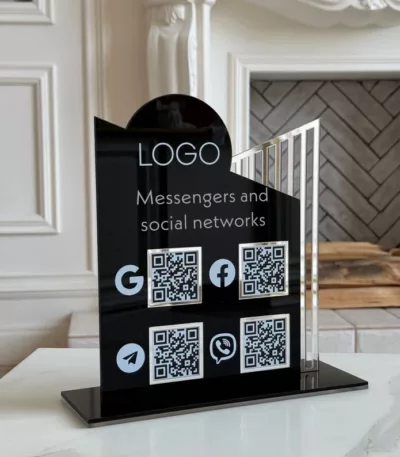 Panneau QR en acrylique personnalisable : pour afficher code Wifi, insignes Réseaux Sociaux