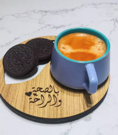 Lot de 4 unité de sous tasse café et porte cookies personnalisé